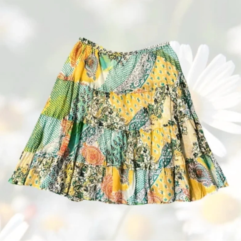 Boho Hippie Skirt Colorful Girl's Skirt Women’s Patchwork Skirt Boho FREE SIZE